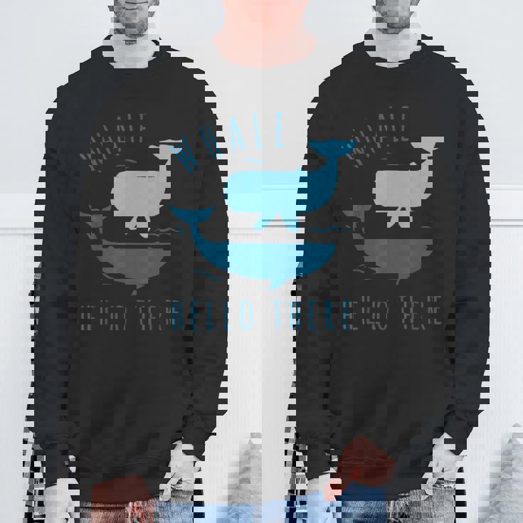 Whale Pun クジラ Hello There Hello Dort ファニークジラ スウェットシャツ 高齢者への贈り物