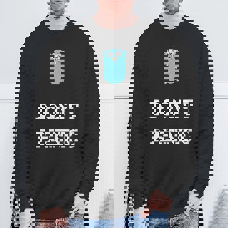 Golang Gopher プログラミング ユーモア Don't Panic Coding Developer スウェットシャツ 高齢者への贈り物