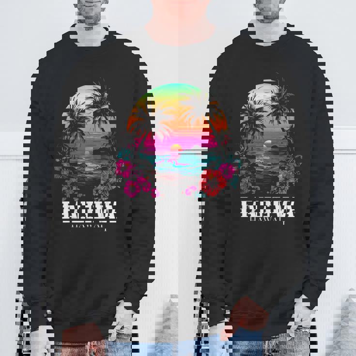 Haleiwa ハワイ ハワイアン ハイビスカス 花 サーファー お土産 スウェットシャツ 高齢者への贈り物