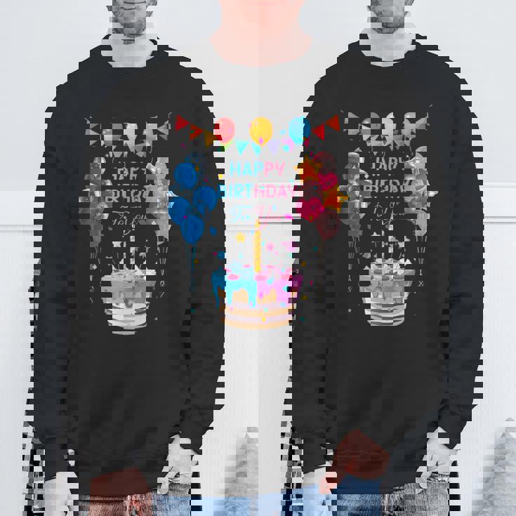 Happy Birthday To You ケーキとバルーンパーティー スウェットシャツ 高齢者への贈り物