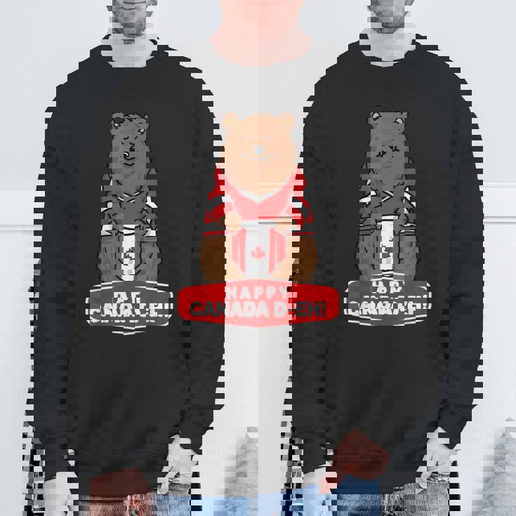 Happy Canada Day 面白いカナダのクマの旗 スウェットシャツ 高齢者への贈り物