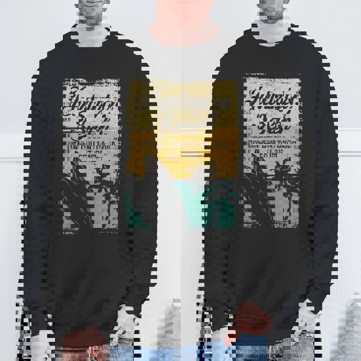 Huntington Beachurf City California アンティーク調サーフィン スウェットシャツ 高齢者への贈り物