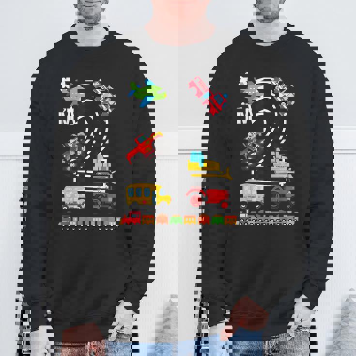 I'm 2 2歳の誕生日 トラック 乗り物 交通機関車 スウェットシャツ 高齢者への贈り物