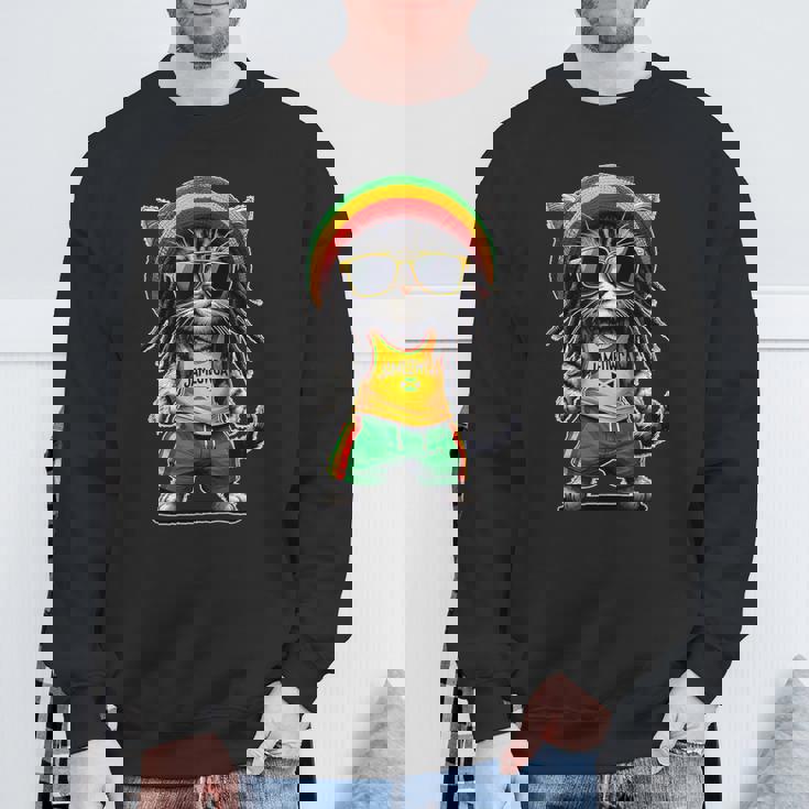 Jameowca クールで面白いジャマイカン ラスタ レゲエ キャット スウェットシャツ 高齢者への贈り物