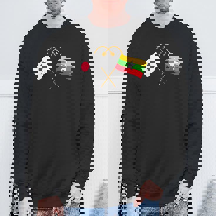 Japanese Flag Myanmar Flag ミャンマー遺産 ミャンマーのルーツ 日本の国旗 ミャンマーの国旗 スウェットシャツ 高齢者への贈り物