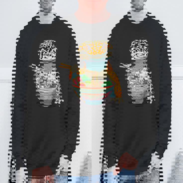 Japanese Kawaii Ramen Reptile Leopard Gecko ヒョウモントカゲモドキ スウェットシャツ 高齢者への贈り物