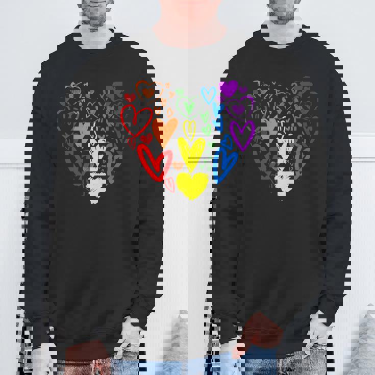 Lgbtq レインボーフラッグハート Lgbtqia バレンタインデー プライドムーン スウェットシャツ 高齢者への贈り物