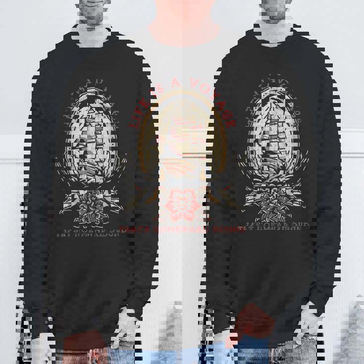 Life Is Aoyage オールドスクール セーリング船 タトゥーデザイン スウェットシャツ 高齢者への贈り物