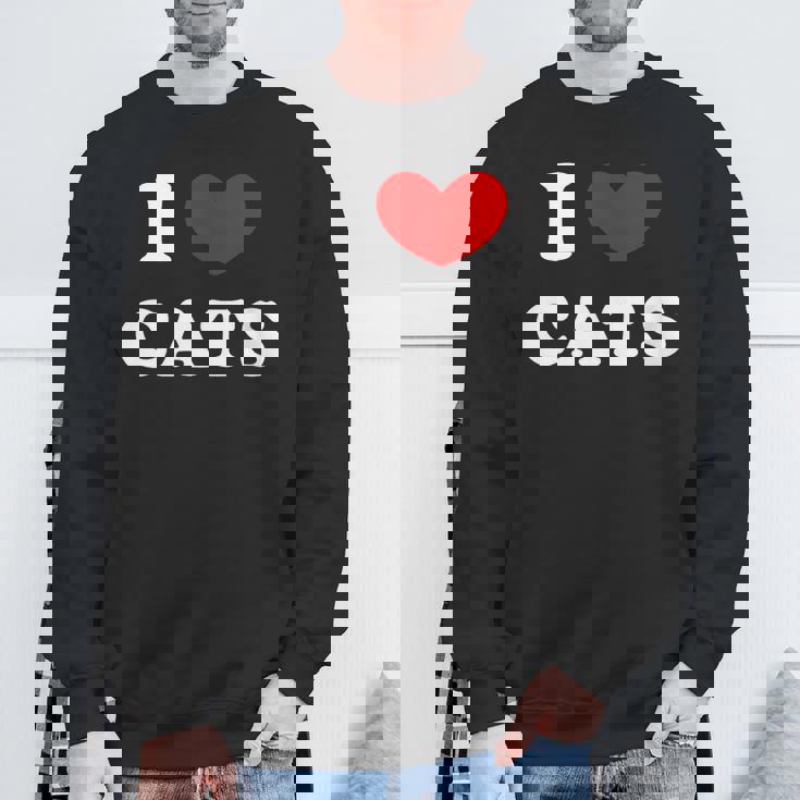 I Love Cats I Heart Cats スウェットシャツ 高齢者への贈り物