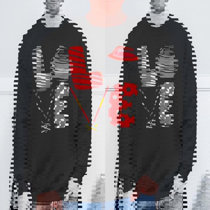 Love Curling ほうき スクワッド カーラー カーリング バレンタインデー スウェットシャツ 高齢者への贈り物