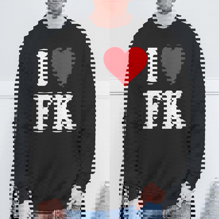 I Love Fk Initials I Heart FK First Last Name F K スウェットシャツ 高齢者への贈り物
