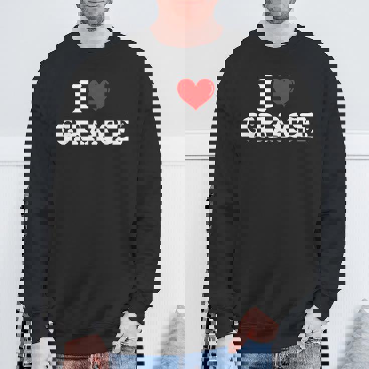 I Love Grace I Heart Grace ファーストネーム グレース ジョーク 面白い スウェットシャツ 高齢者への贈り物