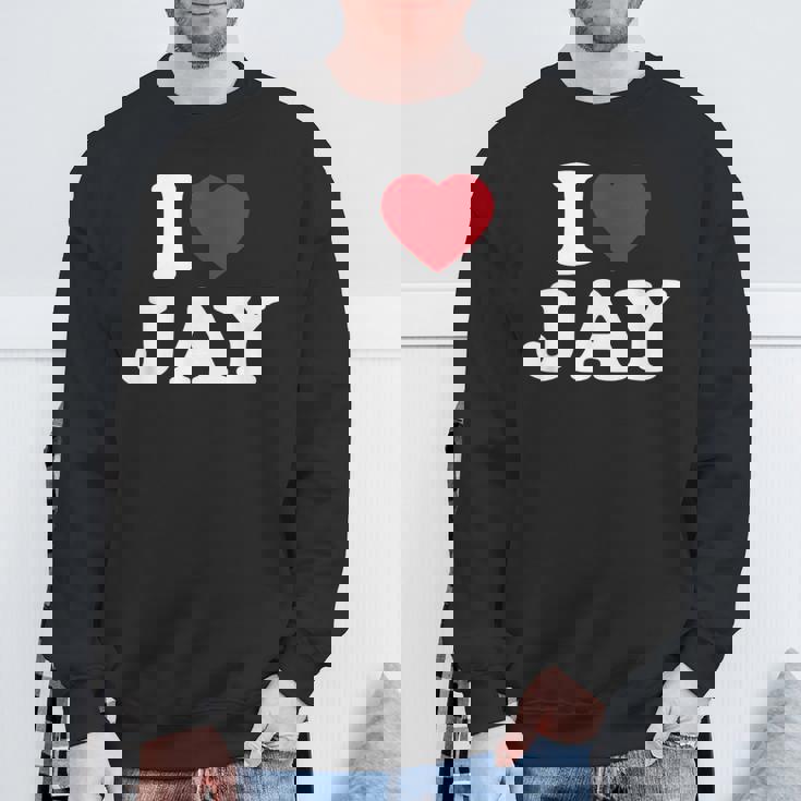 I Love Jay I Heart Jay レッドハート スウェットシャツ 高齢者への贈り物