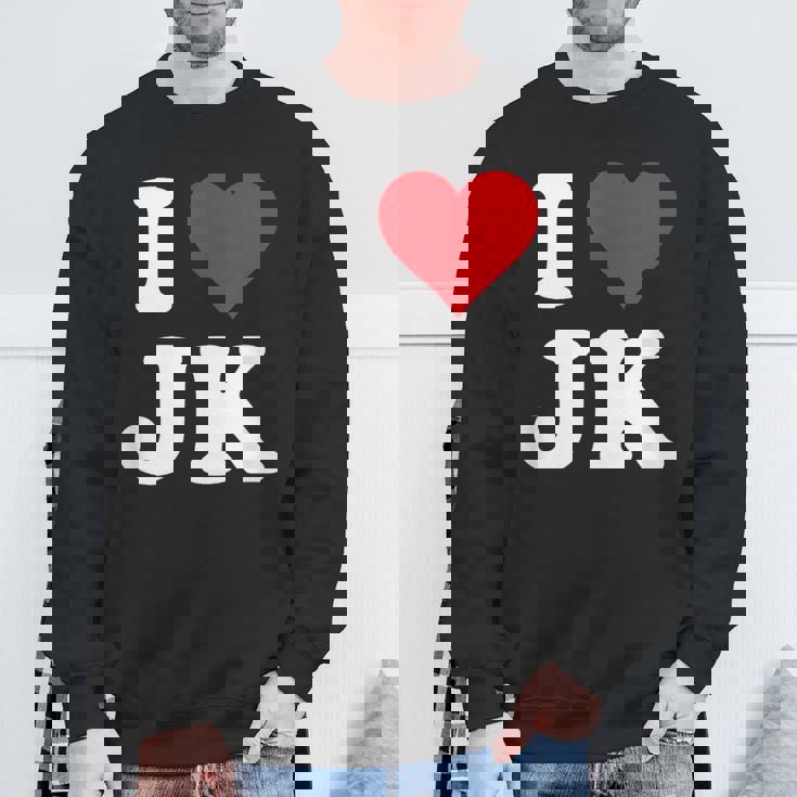 I Love Jk Initials I Heart JK First Last Name J K スウェットシャツ 高齢者への贈り物