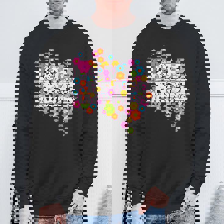 Love Peace Happiness 60年代70年代ヒッピーフラワーパワー スウェットシャツ 高齢者への贈り物