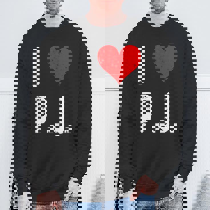 I Love Pj PJ ハート アンティーク調 長袖tシャツ スウェットシャツ 高齢者への贈り物