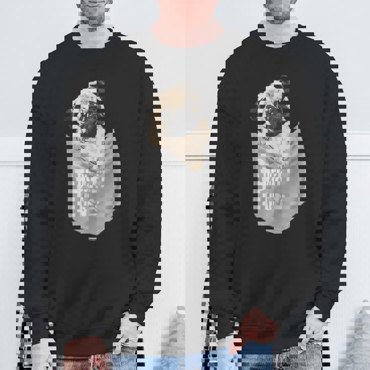 Love Pugs かっこいいポケットパグ ペット 犬 グラフィックデザイン スウェットシャツ 高齢者への贈り物