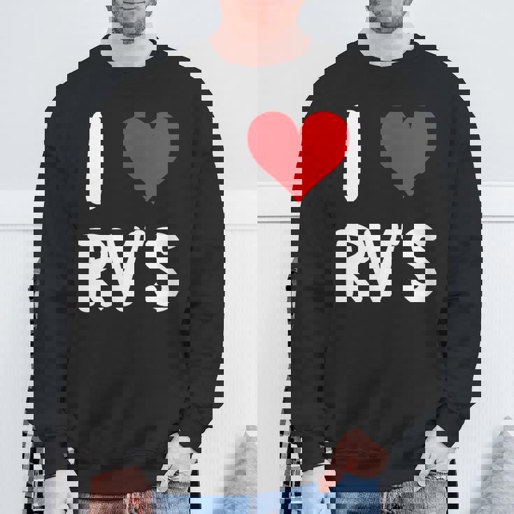 I Love Rv のレクリエーションビークル キャンプ キャンピングカー 旅行 旅行 スウェットシャツ 高齢者への贈り物