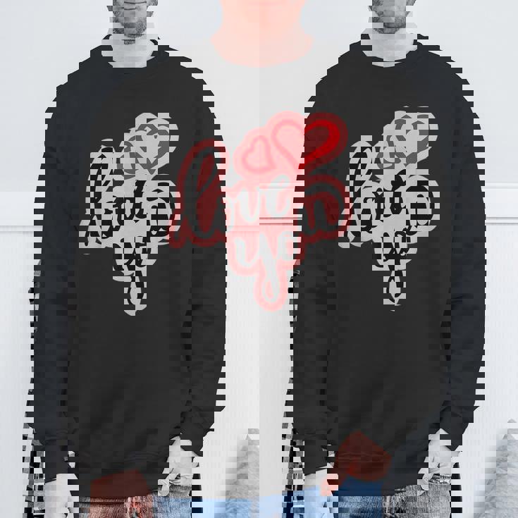 Love You Heart バレンタインデー 好きな人 パートナー 愛 スウェットシャツ 高齢者への贈り物