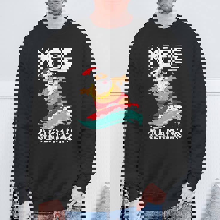 Mele Kalikimaka ハワイアン クリスマス ハワイ サーフィン サンタ スウェットシャツ 高齢者への贈り物