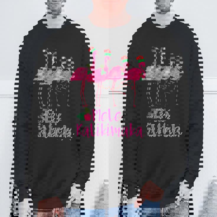 Mele Kalikimaka フラミンゴ ハワイ トロピカルファミリー スウェットシャツ 高齢者への贈り物