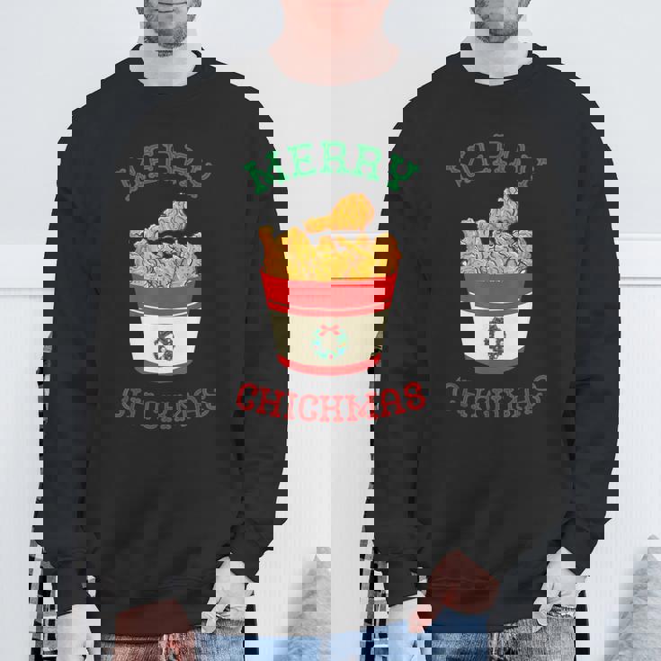 Merry Chickmas フライドチキン 面白い クリスマス フライドチキン スウェットシャツ 高齢者への贈り物