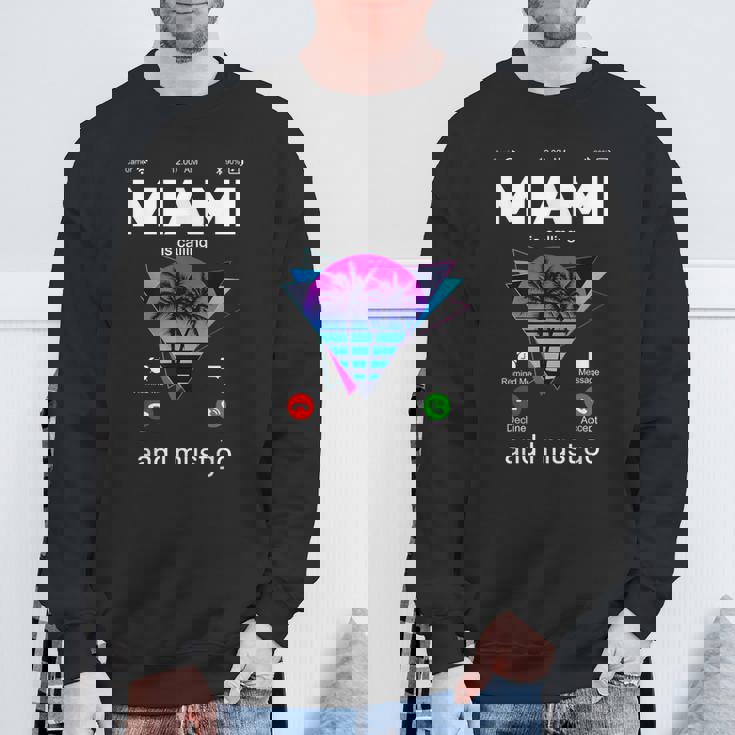 Miami Is Calling & I Must Go Illustration Graphic s スウェットシャツ 高齢者への贈り物