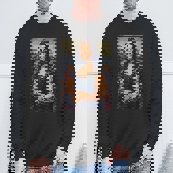 Mona Lisa 上腕二頭筋 ボディービル ジム ワークアウト 面白い モナリザ スウェットシャツ 高齢者への贈り物