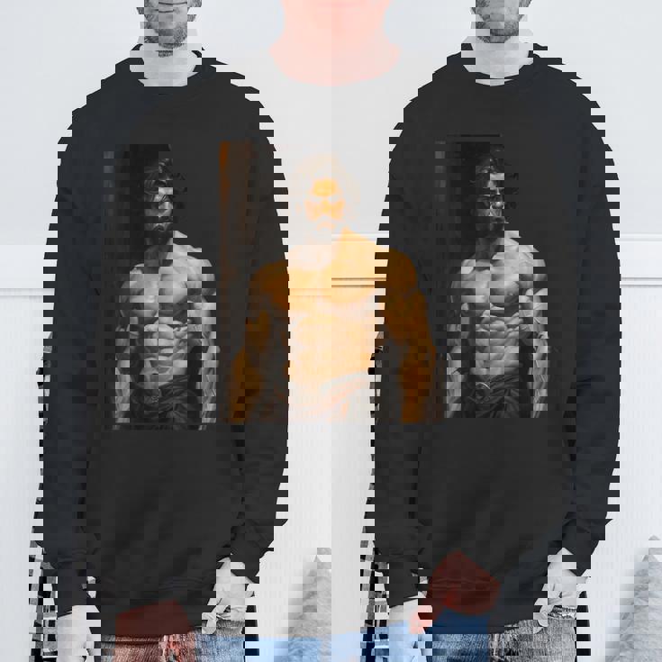 Muscle Man Bodybuilder Gay Daddy Classic Oil Paintingtyle スウェットシャツ 高齢者への贈り物
