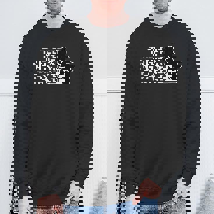 The Neko Face ザ・ネコ・フェイス《ホワイト文字》猫 ハチワレ パロディ ゆるくて かわいい 面白 イラスト スウェットシャツ 高齢者への贈り物