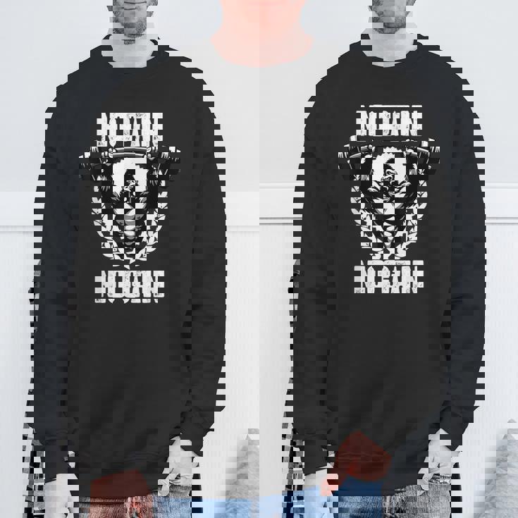 No Pain No Gain ウェイトリフティング ワークアウト ジム 引用 ジム フィットネス スウェットシャツ 高齢者への贈り物