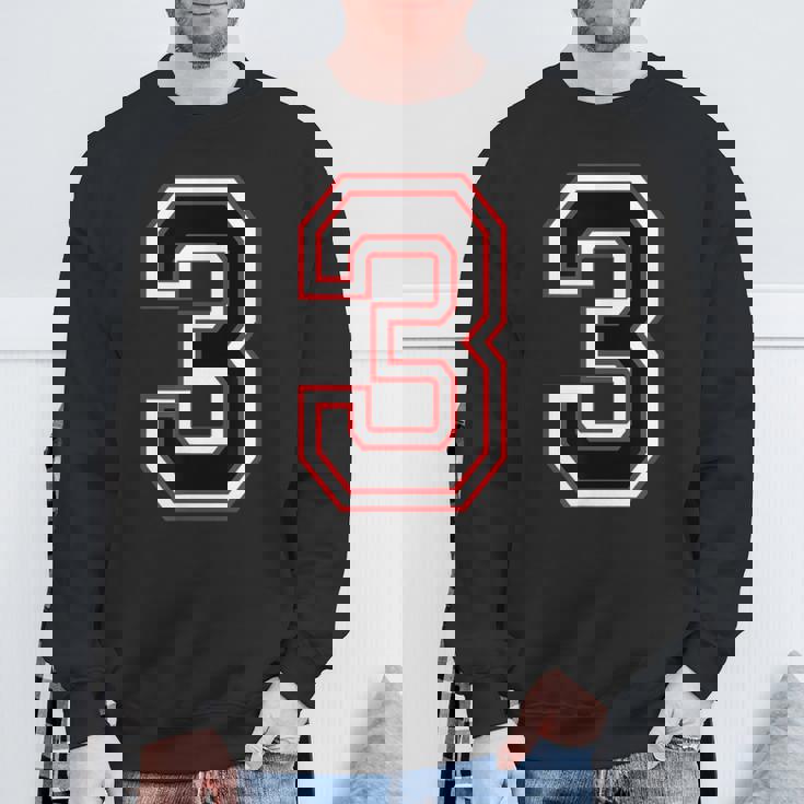 Number Numero Nummer 3 Three 3番 スウェットシャツ 高齢者への贈り物