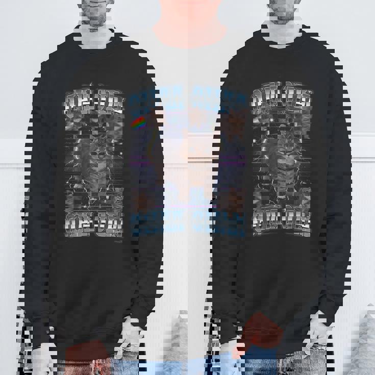 Oiia Oiia Cat スピニング キャット ミーム ファニー トレンディ キャット 長袖tシャツ スウェットシャツ 高齢者への贈り物