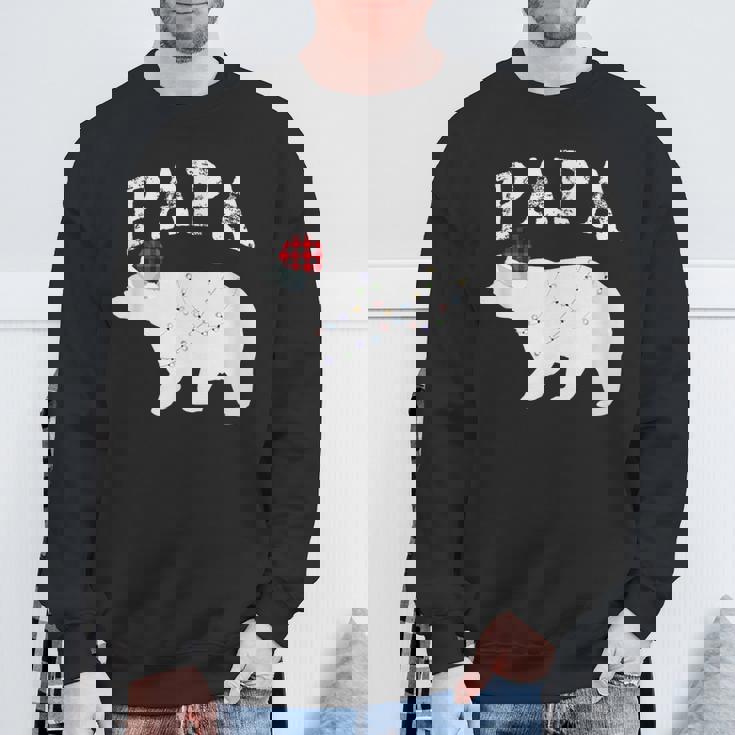 Papa Bear Xmas Buffalo Plaid Lights Matching Family Pajama スウェットシャツ 高齢者への贈り物