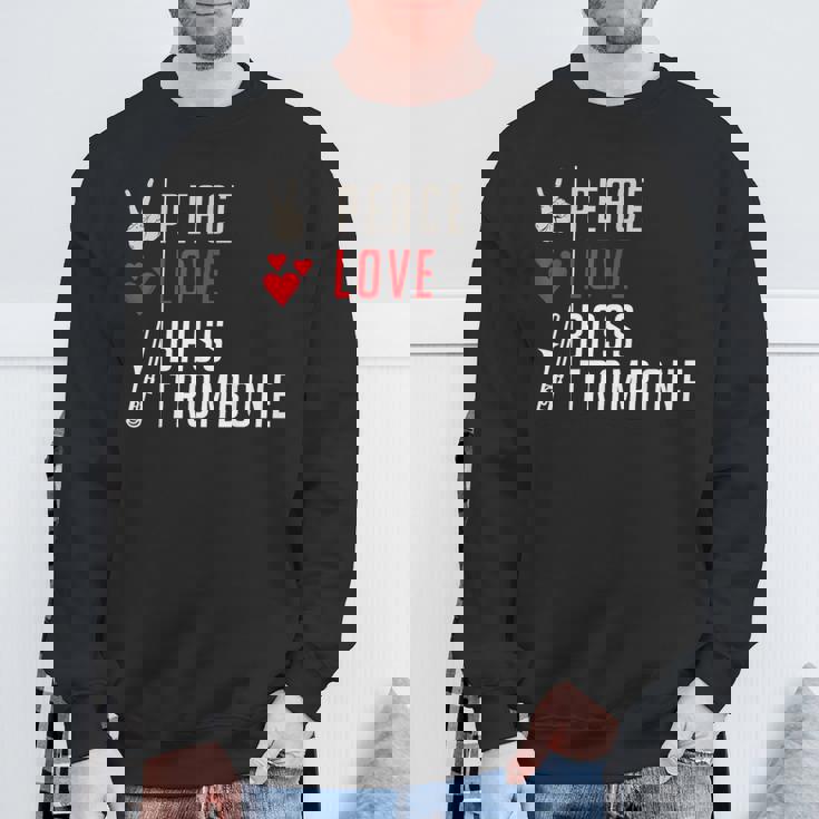 Peace Love Bass トロンボーン楽器 バス トロンボーン奏者 スウェットシャツ 高齢者への贈り物