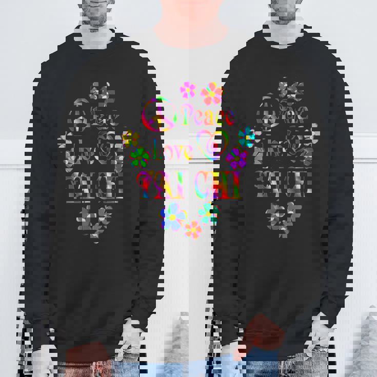 Peace Love 太極拳 ブライトカラー スウェットシャツ 高齢者への贈り物