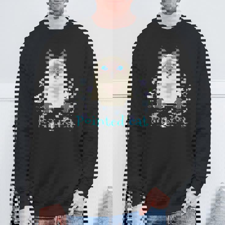 Pointed Cat 猫 ネコ シャム猫 ヒマラヤン トンキニーズ 花 レトロ ガーリー メンズ レディース キッズ スウェットシャツ 高齢者への贈り物