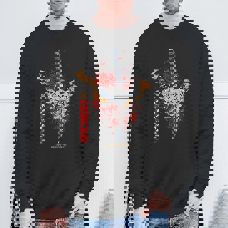 Redpider Lily And Japanese Anime Retro Oniamurai Mask スウェットシャツ 高齢者への贈り物