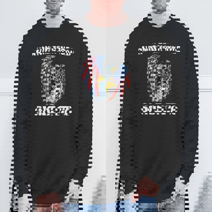 Running The Worldince 1776 アメリカンイーグル アメリカ国旗 スウェットシャツ 高齢者への贈り物