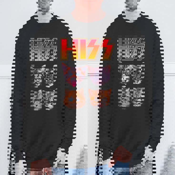 Hiss Cat Cat Lover Kittens Rock Music Cat Hiss スウェットシャツ 高齢者への贈り物