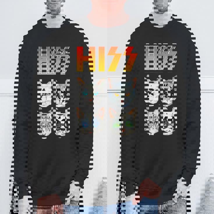 Hiss 猫 子猫 ニャー ロッカー パロディ バンド 面白い 猫好き スウェットシャツ 高齢者への贈り物