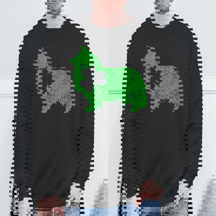 Shetlandheepdog シェルティ セントパトリックデー メンズ シャムロックドッグ スウェットシャツ 高齢者への贈り物