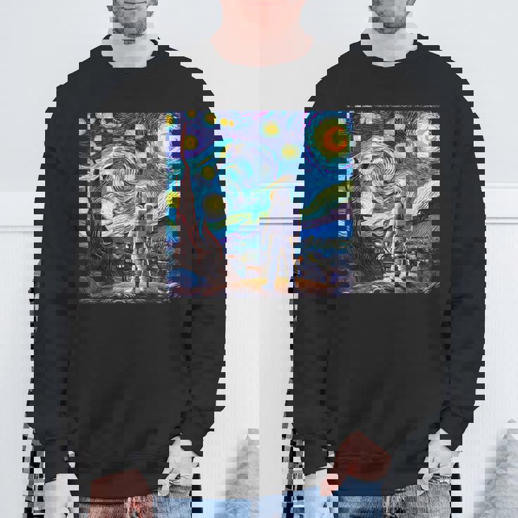 Starry Night Renditionincentan Gogh Astronaut スウェットシャツ 高齢者への贈り物