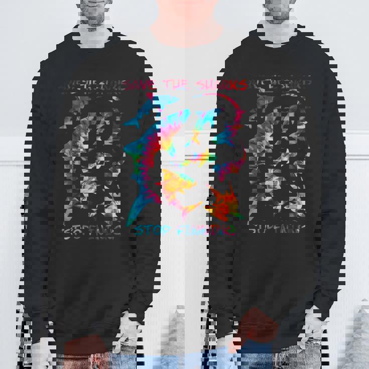 Stop Finning ジンベエザメ シュモクザメサメの種類タイダイ スウェットシャツ 高齢者への贈り物