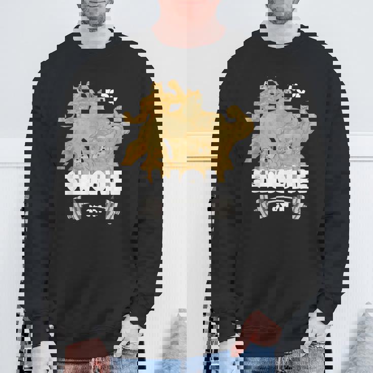 Swole Gymwole Doge Meme Buff Doge Meme スウェットシャツ 高齢者への贈り物