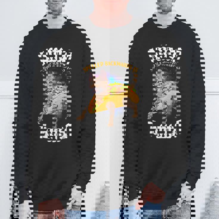 Tacocatpeled Backward シャツ シンコ・デ・マヨ 猫 タコス好き スウェットシャツ 高齢者への贈り物