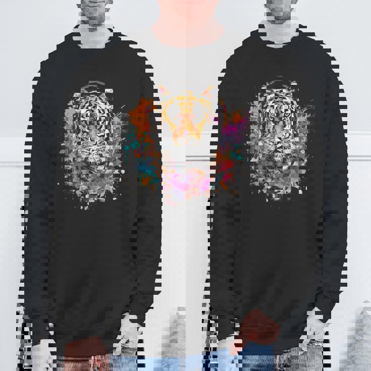 Tiger Dj テクノ アートワーク Edmミュージックヘッドフォン ビートメーカー スウェットシャツ 高齢者への贈り物