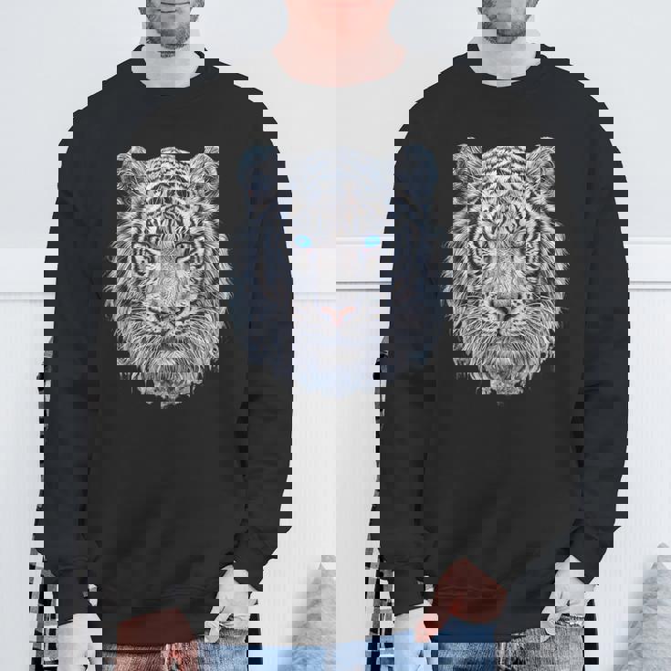 Tiger Lover 青い目の動物 ホワイトタイガー スウェットシャツ 高齢者への贈り物
