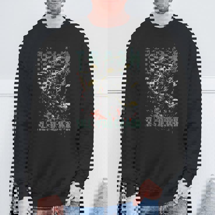 Trash Till You Crash ゾンビ メタルバンド 怖い ハロウィン ロック スウェットシャツ 高齢者への贈り物