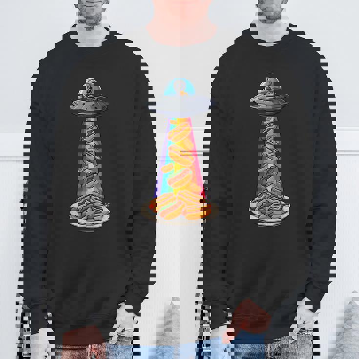 Ufo 誘拐ホットドッグ ムーンデー エイリアン 空飛ぶ円盤 ソーセージ スウェットシャツ 高齢者への贈り物